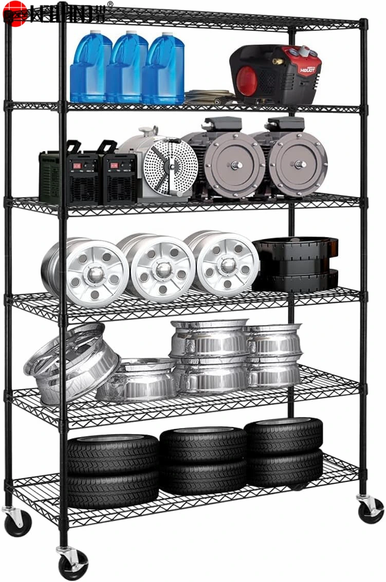 Different Finish Available 6 Layer Black Heavy Duty Storage Steel Wire Shelving