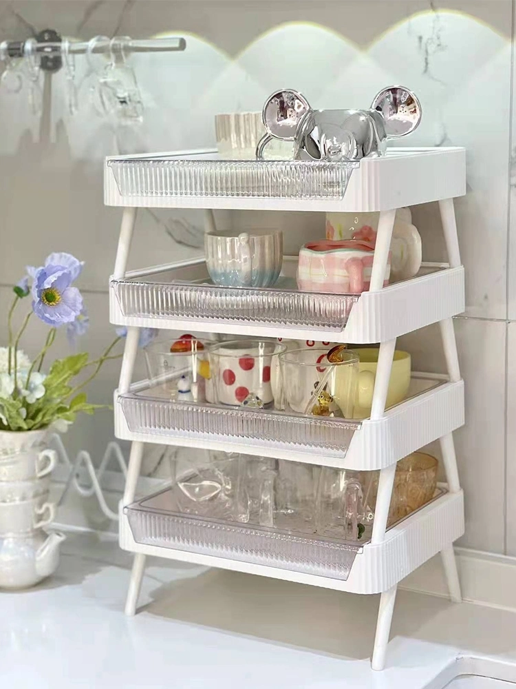Morden Household Kitchen Living Cup Storage Rack Plastic Shelf