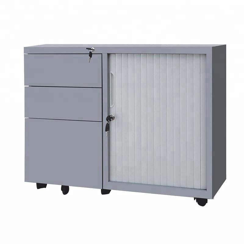 Office Furniture Tambour Door Cabinet Metal Mobile Caddy Pedestal