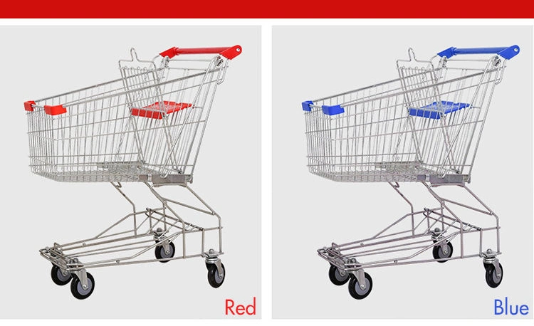 60 Liters Metal Steel Zinc Supermarket Shopping Trolley Cart with Wheels