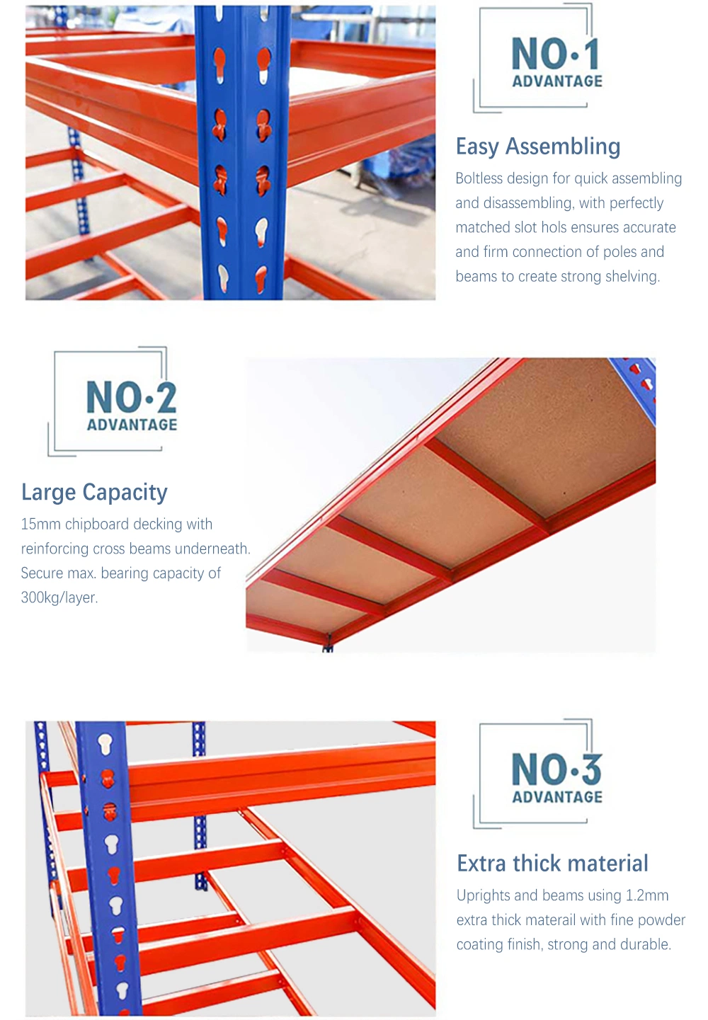Boltless Assembling Rack Heavy-Duty Steel Rivet Shelving for Warehouse Garage Storage