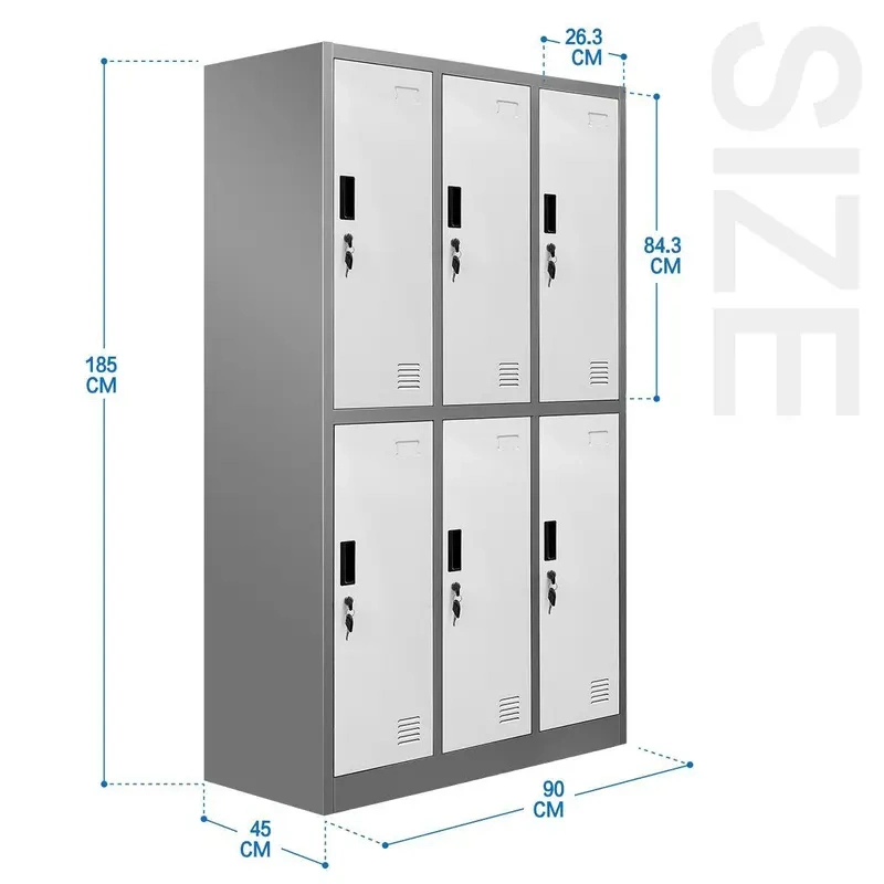 Steel Locker Kd Structure Metal 6 Door School Gym Locker Clothes Storage Locker