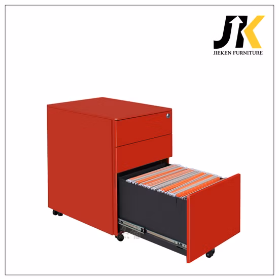 Fireproof Metal Mobile Pedestal Pragmatic 3 Layers with Casters Filing Cabinet